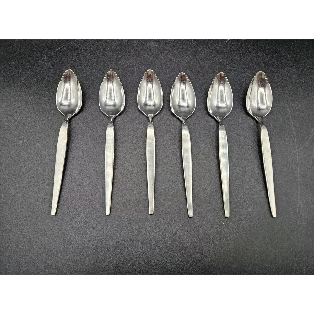 Oneida Community Satinique Older Style Fruit Melon Spoons Stainless Set Of 6